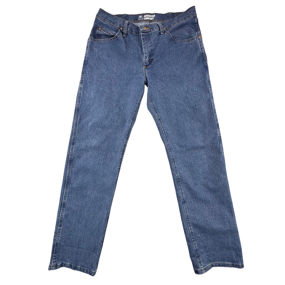 Wrangler Mens 47 Advanced Comfort‎ Regular Fit Jeans 33x32 Blue 1047MACMT